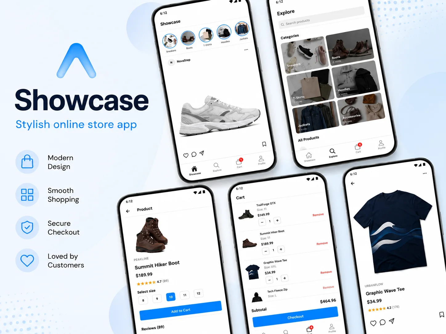 Showcase online store app promo collage